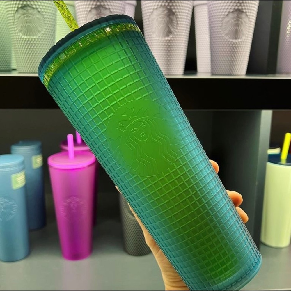 Starbucks New Mt Dew Green Yellow Disco Grid Glowing Gem Tumbler Cold Cup 24oz